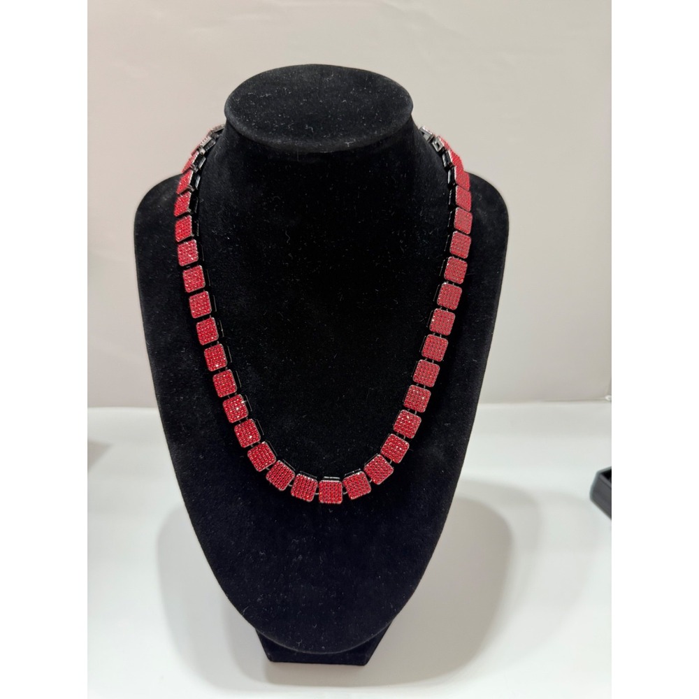 tennis necklace red & black vvscz 18 inch 10mm water resistant stainless